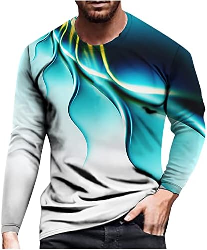 Мъжки Ежедневни Тънък Топ с кръгло деколте, Модни Градинска Риза С 3D Принтом, Блуза, Дишаща Мек Пуловер с Дълъг Ръкав