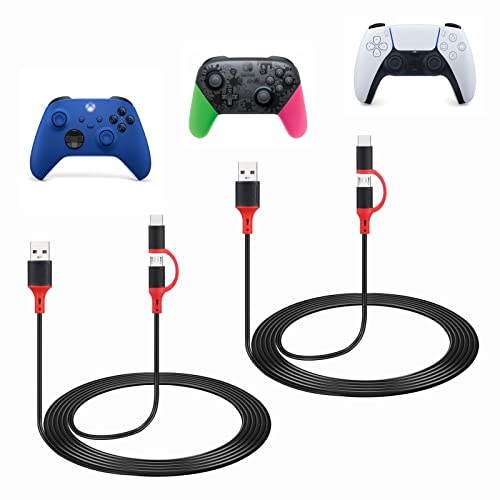 зарядно устройство weishan 2-Pack за безжични игрови контролери PS5 PS4 Xbox One серията Xbox X/S, кабел за зареждане 2-в-1 C USB
