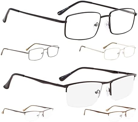 LUR 3 опаковки на метални очила за четене + 3 опаковки очила за четене без рамки (само 6 двойки ридеров + 1,00)
