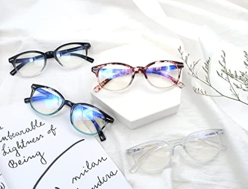 HAPJOYS Очила за четене със заключване Синя Светлина + 0,75 Женски Кръгли Очила за четене Blue-Ray, Кръгови Увеличителни Очила-Обманки