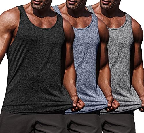 COOFANDY/ 3 Мъжки Опаковане на Тениски за фитнес зала, Тениска За тренировка на мускулите с Y-Образно деколте на гърба, Тениски за Културизъм и Фитнес Без Ръкави