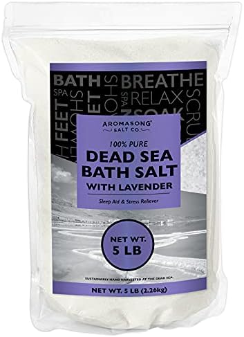 Чистата сол от Мъртво море за накисване със натурално етерично масло от лавандула - 5 килограма Фин соли в затварящ опаковка - за измиване на тялото Търкане - За жени
