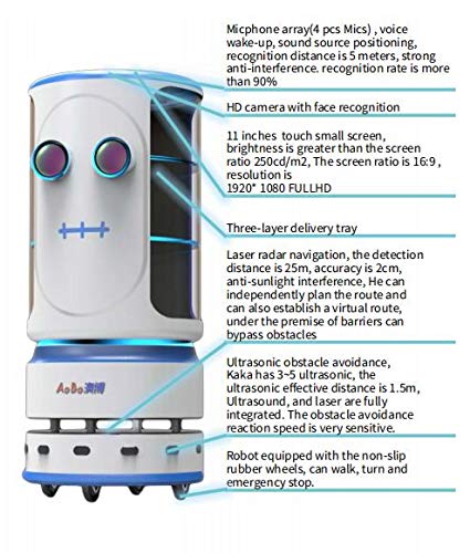 Робот за доставка на храна в ресторант, сертифициран CE Smart Machine Robot (Бял)