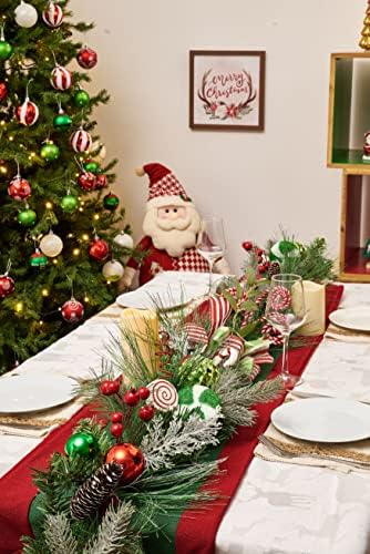 Severin Madelyn Червен Зелен Бял Коледен комплект (3 предмет) на 70-каратные декорация за коледни топки + 30-инчов Коледен венец