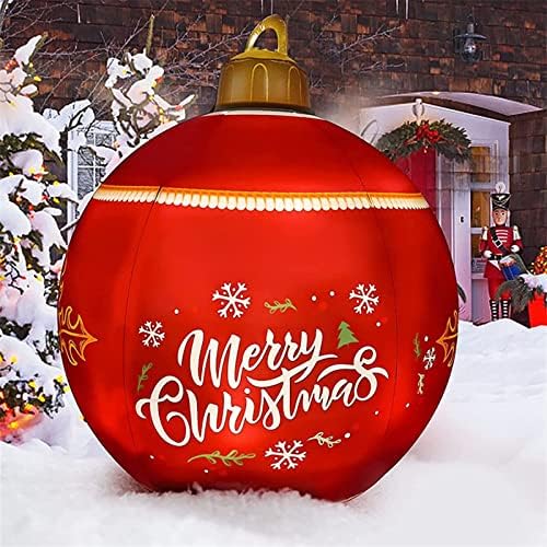 Коледна украса PIFUDE 60 см Открит Коледен Надуваем Декоративен PVC топка Коледен Голяма Топка Украсата на Елхата Открит играчка