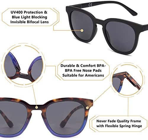 Дамски невидими Бифокални очила за четене LianSan, Ретро Слънчеви очила с защита от Uv, с Пружинным тръба на шарнирна връзка, модерен