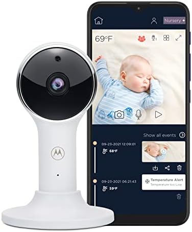Motorola Baby Monitor Camera VM65 - Wi-Fi камера с резолюция HD 1080p - се Свързва с приложението на смартфон, обхват 1000 фута, двупосочен звук, цифрова канче, зумирование, Температурата в ?