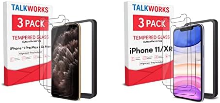 Защитно фолио TALK WORKS за iPhone 11 Pro Max и защитно стъкло от закалено стъкло за iPhone 11 / XR - Включва инсталационен тава,