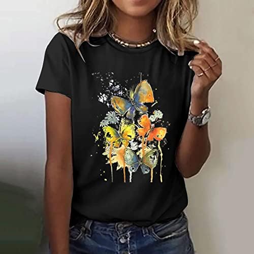 Блуза, Тениска за Момичета Есен-Лятото с Къс ръкав 2023 Облекло Памучен Тениска с кръгло деколте и Модел 1J 1J