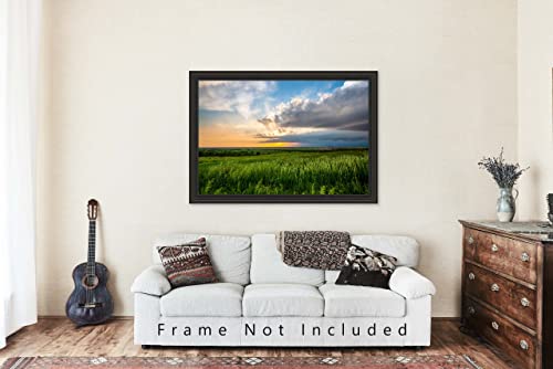 Снимка на Great plains, Принт (Без рамка), Изображението на Залеза над Прерией След буря дни в Канзас, Селски Стенен декор от 4x6 до 40x60