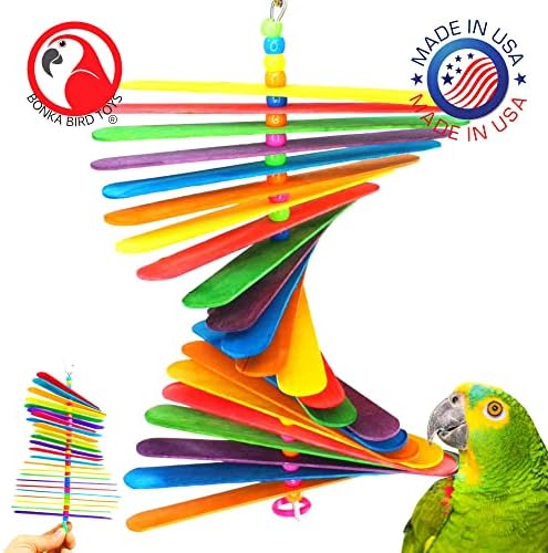 Bonka Bird Toys 867 Голяма Пръчка Цветни Дървени Дъвчене Клюн на Папагал Папагал Вълнисто папагал Ара Африкански Сив
