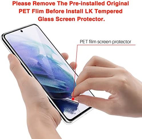 LK [2 + 2] за Samsung Galaxy S21 Plus Защитно фолио за екрана с 2 пакети за защита на обектива на фотоапарата [Работи с устройство,