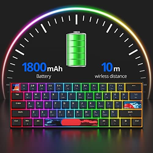 surmen GT61 60% Ръчна детска клавиатура 60% RGB с възможност за гореща замяна Компактна Безжична мини клавиатура Bluetooth 5.0 Програмируема