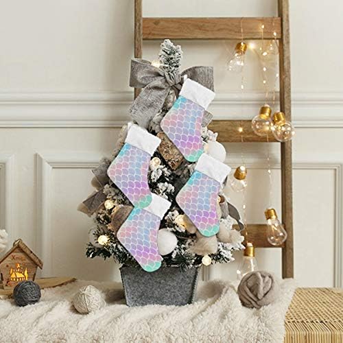 Коледни Чорапи ALAZA, Везни Русалка, Многоцветни Класически Персонализирани Малки Чулочные Украса за Семейни празници, Определени