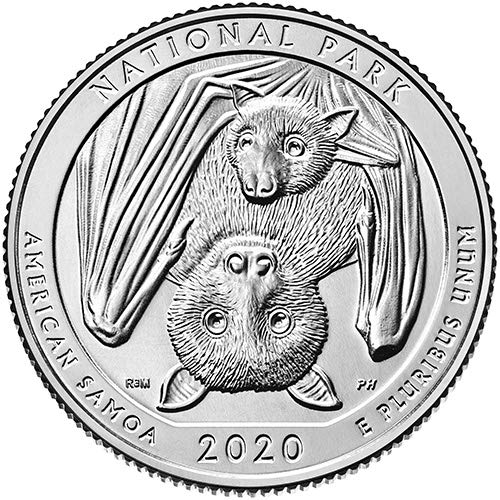 2020 P, D, S BU Национален парк американска Самоа NP Quarter Choice Комплект от 3 монети, Монетен двор на САЩ, без да се прибягва