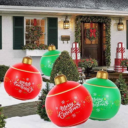 24-Инчов Надуваеми Декорация за коледни топки, по-Големи Външни Коледни Украси за Надуваеми топки от PVC, Коледни Декорации за двор