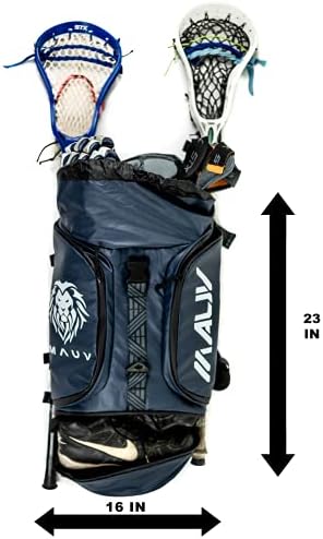 Чанта за лакросса MAUV Premium - Раница за лакросса - може да побере голяма част от съоръженията за лакросса или хокей на трева, с Две притежатели на клубове и Отделно отде
