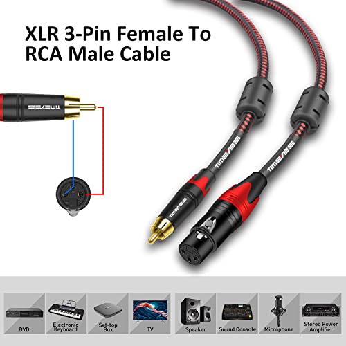 TIMEYES XLR 3-Пинов конектор за свързване на кабел RCA, аудио кабел RCA-XLR дължина от 0,5 М, 3-Пинов XLR Конектор-RCA, Адаптер-Кабел Конвертор за микрофонного усилвател Система Hi-Fi ?