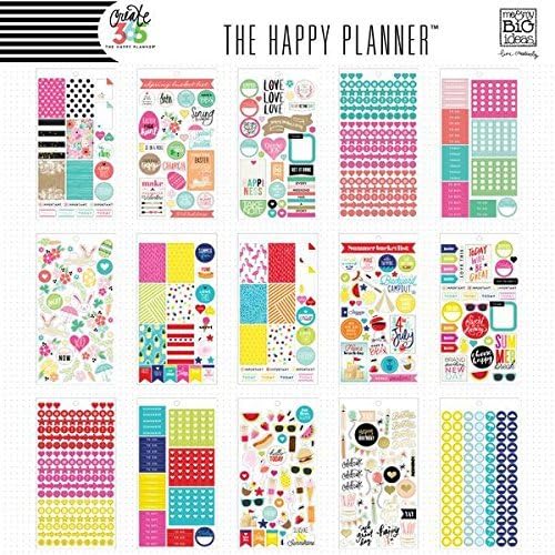 Класически етикети Happy Planner, 9 инча x 4-3 / 4 W x 1/4G, Сезонни Ценна опаковка от 1557 етикети