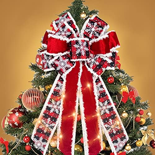 ABTOLS Голям LED Коледен Венец Панделки, Led Лампа Коледни Панделки за Венец Red Velvet Венец Панделки, Коледни Панделки под формата