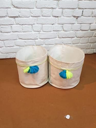 Опаковка от 2 кошници за съхранение със синьо и неонови осветена филц. Идеален за измиване на шкафове, детска градина, за дома,