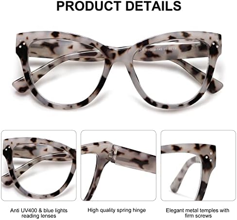 AMOMOMA, 3 опаковки на Модни Очила за четене с Кошачьим око за жените, Стилни Компютърни Ридеры в Синя Рамка Голям размер AM6083
