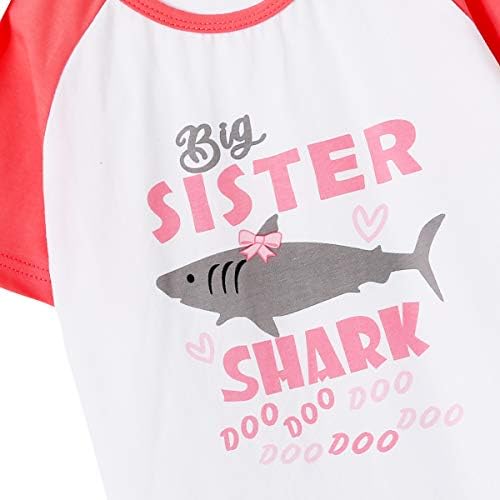 Тениски Aslaylme Little общото правило В тон футболкам Big Sister Shark Ду Ду (Розово-Голям, 3-4 Т.)
