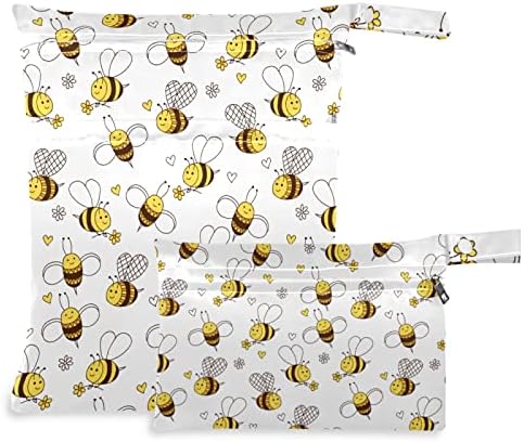 ZZXXB на Пчелните Цветя Водоустойчив Влажна Чанта за многократна употреба Текстилен Влажна Пелена Суха Чанта с Джоб с Цип за Пътуване,