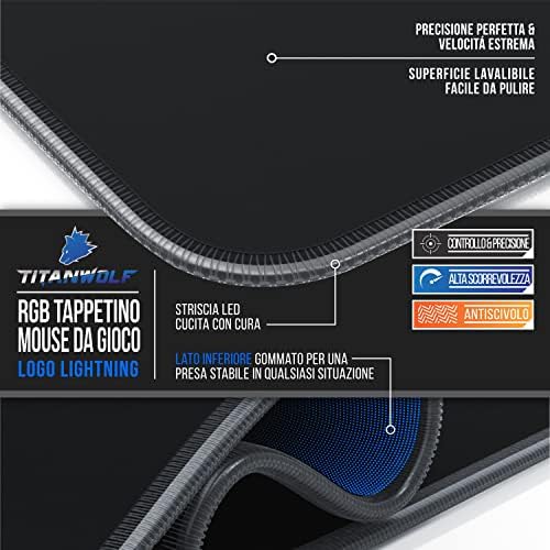 TITANWOLF - Нова подложка за мишка игри с RGB led подсветка, голям XXXL – 1200х600 мм - USB-Подложка за мишка - Многоцветен OLED-дисплей