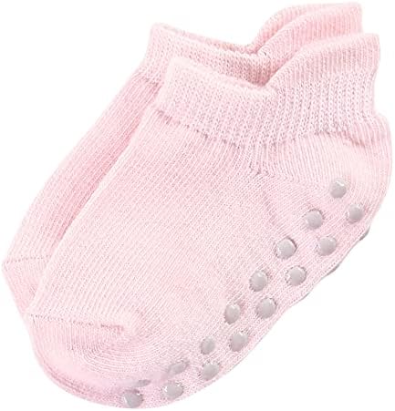 Детски чорапи от памук Посетени by Nature с нескользящим изземване, за защита от падане, розово-черно, 6-12 месеца