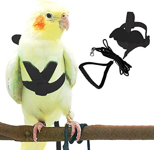 Шлейка и каишка за домашни папагали Dnoifne, Регулируема Тренировъчен дизайн, Защита от ухапвания, Найлон въже за птици с хубав