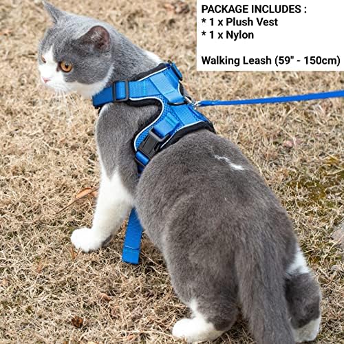 Светоотражающая шлейка за котки Mr. Peanut's PurrTrek със Съответните каишка (Много Малки, синьо)