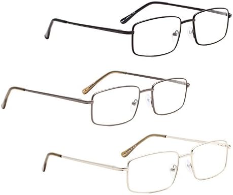 LUR 3 опаковки на метални очила за четене + 3 опаковки очила за четене без рамки (само 6 двойки ридеров + 1,25)