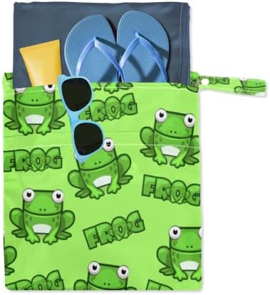 Зелена Лягушачья Влажна, Суха чанта за Тъканта Подгузника, Бански, Мультяшная Лягушачья Водоустойчива чанта-Органайзер с джобове