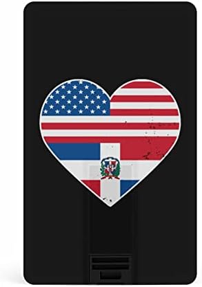 Доминиканската Република и знамето на Америка във формата на Сърце USB 2.0 Флаш памети Memory Stick Форма на Кредитна карта