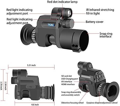 PARD NV007V Камера за нощно виждане 1080p HD, WiFi, Функция камера, Прицели за нощно виждане, цифрова нощно виждане, включително