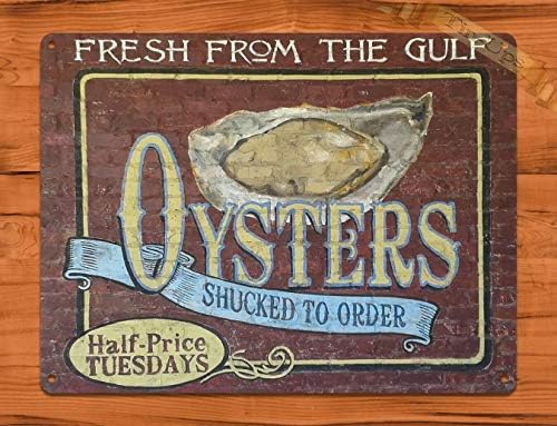 Лидице Знак SIGNCHAT Oyster Тухла Луизиана морски Дарове Кухня Селски Стенен Декор Метален Стенен Плакат Арт Декор Лидице Знак 8X12