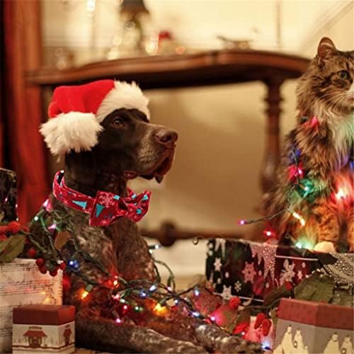DHDM 1 Коледен Комплект нашийник за кучета Червена Коледна Елха От Памучен Плат Нашийник за кучета и Регулируема лък (Цвят: E, размер: