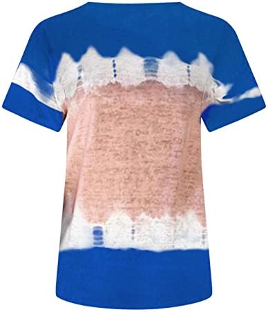 Дамски Ризи с Градиентным Модел под формата на Цветни блок, Блузи с деколте Лодка, Ризи с Къс ръкав, Всекидневни тай-Дай, Есенно-Летни