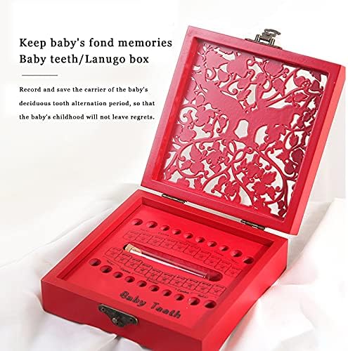 Кутия за съхранение на зъбите bnwent за деца, така и за момичета, детски сувенири от дърво, Натрупване на зъбите, червен