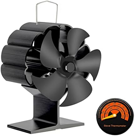 Uongfi 5 Остриета Черен Вентилатор за полицата за печки с топлинна захранването Вентилатор за дърва горелки Ефективно разпределение