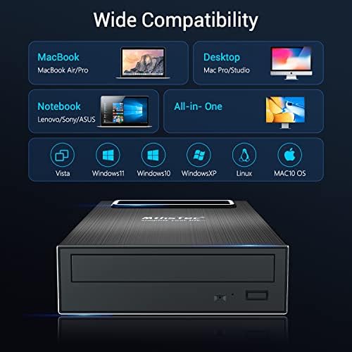MthsTec 4 в 1 Външен диск Blu-ray, 16X USB 3.0 и Type-C е Мощен Настолен Външен диск Bluray Устройство, за запис на DVD Оптично