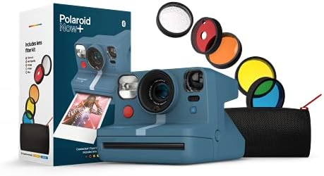 Polaroid Now + Синьо-сиво (9063) - Фотоапарат миг печат I-Type с връзка по Bluetooth с Допълнителен набор от филтри за обектива