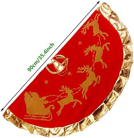 Пола за Коледно Пола за елха от Нетъкан текстил със Златен ръб е Подходящ за коледната украса (Лос)