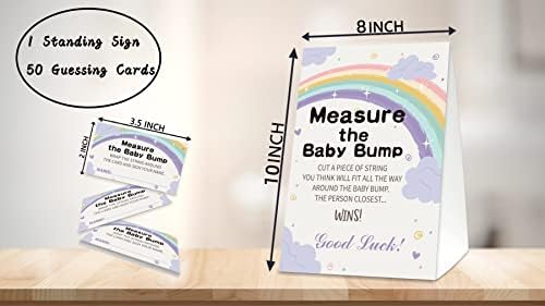 Игри OUDIEA за парти в чест на рождения ден на детето, Играта Rainbow Measure Mommy's Belly - 1 Знак и 50 карти, за да познае, Измерете