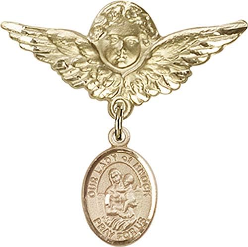 Детски икона Jewels Мания за талисман Богородица Чука и пин Ангел с крила | Детски иконата със златен пълнеж с талисман Богородица