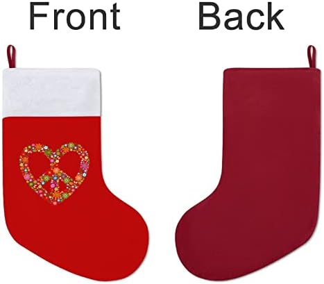 Коледни Чорапи с Флорални Сърце в знак на Света, Червени Кадифени Чорапи с Бял Пакет шоколадови Бонбони, Коледни Украси и Аксесоари