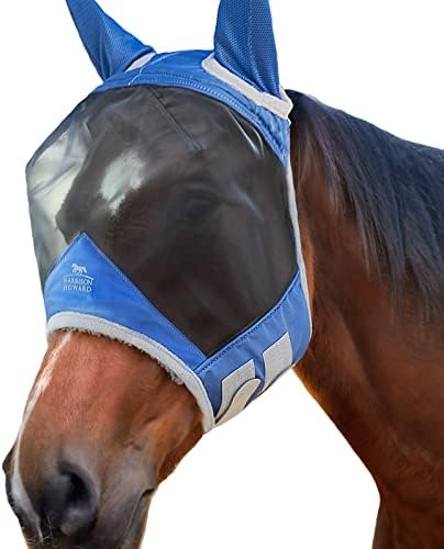 Harrison Howard CareMaster Pro Светещ Маска за езда Стандартна със Защитата на Ушите от ултравиолетови лъчи за Коня на Кралския