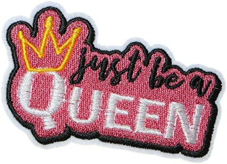 JPT - Just Be A Queen Наследная Принцеса Бродирана Апликация на Гали/Шият Ивици Икона Сладко Лого Нашивка на Жилетка, Сако, Риза,