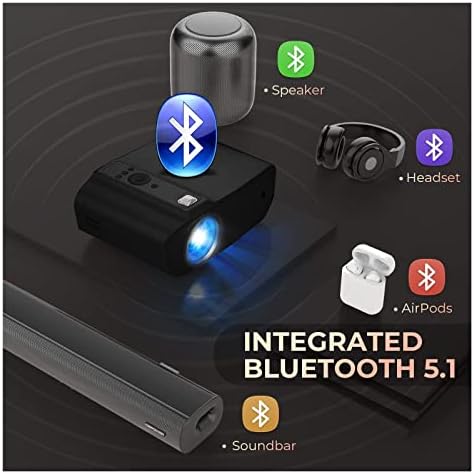Мини проектор YBOS P69 Показва данните 1080P Видео 8500 Лумена Проектори за домашно кино Miracast за видеофона с HDMI, Bluetooth